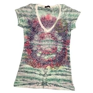 Sheer Blouse with Bling Peace Sign Size M